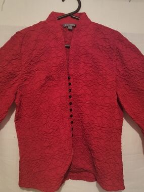 Catherine Malandrino Red Textured Button-Front Top